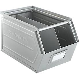 Schäfer Shop Select Sichtlagerkasten, mit Tragestab, L 550 x B 307 x H 298 mm, 40 l, 150 kg, Stahl, galvanisch verzinkt