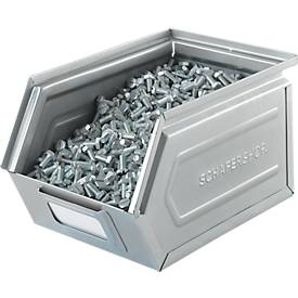 Schäfer Shop Select Sichtlagerkasten, Stahl, L 238 x B 149 x H 128 mm, 3,5 l, 8 kg, galvanisch verzinkt