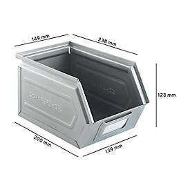 Schäfer Shop Select Sichtlagerkasten, Stahl, L 238 x B 149 x H 128 mm, 3,5 l, 8 kg, galvanisch verzinkt