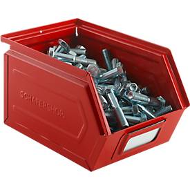Schäfer Shop Select Sichtlagerkasten, Stahl, L 238 x B 149 x H 128 mm, 3,5 l, 8 kg, RAL 3000 (feuerrot)