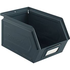 Schäfer Shop Select Sichtlagerkasten, Stahl, L 238 x B 149 x H 128 mm, 3,5 l, 8 kg, RAL 5008 (graublau)