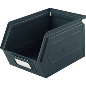 Schäfer Shop Select Sichtlagerkasten, Stahl, L 238 x B 149 x H 128 mm, 3,5 l, 8 kg, RAL 5008 (graublau)