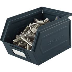 Schäfer Shop Select Sichtlagerkasten, Stahl, L 238 x B 149 x H 128 mm, 3,5 l, 8 kg, RAL 5008 (graublau)