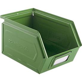Schäfer Shop Select Sichtlagerkasten, Stahl, L 238 x B 149 x H 128 mm, 3,5 l, 8 kg, RAL 6011 (resadagrün)