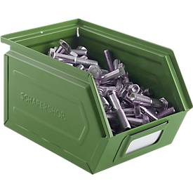 Schäfer Shop Select Sichtlagerkasten, Stahl, L 238 x B 149 x H 128 mm, 3,5 l, 8 kg, RAL 6011 (resadagrün)