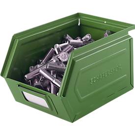 Schäfer Shop Select Sichtlagerkasten, Stahl, L 238 x B 149 x H 128 mm, 3,5 l, 8 kg, RAL 6011 (resadagrün)