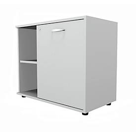 Schäfer Shop Select Sideboard, mit Drehtür, abschließbar, Spanplatte, B 800 x T 420 x H 663 mm, rechts anstellbar, lichtgrau