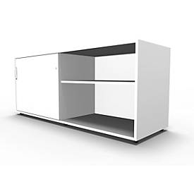 Schäfer Shop Select Sideboard, mit Schiebetür, abschließbar, Spanplatte, B 1600 x T 500 x H 663 mm, links anstellbar, weiß