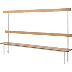 Schäfer Shop Select Sitzbank, für Umkleideräume, mit Rückwand, 10 Doppelhaken, B 1995 x T 310 x H 415 mm, lichtgrau