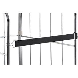 Schäfer Shop Select Spannband gummitex® BASIC, für Rollboxen BASICline, Spannweite 750 mm, 1 Drahthaken & 1 Drahtöse, UV-beständig, L 560 x B 50 mm, PE-Fasern & Gummi, dunkelgrau