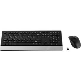 Schäfer Shop Select Sparset Funktastatur & Funkmaus Highline, QWERTY, Handballenauflage, Maus mit 5 Tasten, bis 1600 dpi, bis 10 m, schwarz-silber