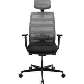 Schäfer Shop Select SSI PROLINE NEW WORK Bürodrehstuhl Netz Grau, mit Kopfstütze, Gestell Schwarz