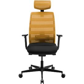 Sch&auml;fer Shop Select SSI PROLINE NEW WORK bureaudraaistoel mesh oker, met hoofdsteun, frame zwart