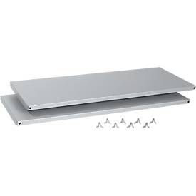 Schäfer Shop Select Stahl-Fachböden, weißaluminium, 1200 mm breit, 2 Stück