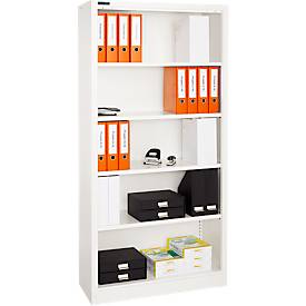 Schäfer Shop Select Stahlregal MS iCOLOUR, 5 Ordnerhöhen, B 950 x T 400 x H 1935 mm, weiß RAL 9003