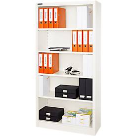 Schäfer Shop Select Stahlregal MS iCOLOUR, 5 Ordnerhöhen, B 950 x T 400 x H 1935 mm, weiß RAL 9003