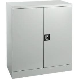 Schäfer Shop Select Stahlschrank, 2 OH, 2 höhenverstellbare Einlegeböden, Drehzylinderschloss, B 916 x T 422 x H 1000 mm, lichtgrau RAL 7035/lichtgrau RAL 7035