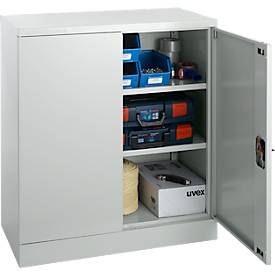 Schäfer Shop Select Stahlschrank, 2 OH, 2 höhenverstellbare Einlegeböden, Drehzylinderschloss, B 916 x T 422 x H 1000 mm, lichtgrau RAL 7035/lichtgrau RAL 7035