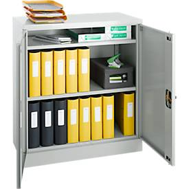 Schäfer Shop Select Stahlschrank, 2 OH, 2 höhenverstellbare Einlegeböden, Drehzylinderschloss, B 916 x T 422 x H 1000 mm, lichtgrau RAL 7035/lichtgrau RAL 7035