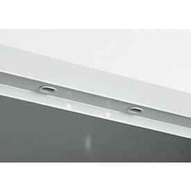 Schäfer Shop Select Stahlschrank, 2 OH, 2 höhenverstellbare Einlegeböden, Drehzylinderschloss, B 916 x T 422 x H 1000 mm, lichtgrau RAL 7035/lichtgrau RAL 7035