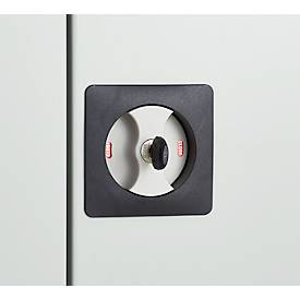 Schäfer Shop Select Stahlschrank, 2 OH, 2 höhenverstellbare Einlegeböden, Drehzylinderschloss, B 916 x T 422 x H 1000 mm, lichtgrau RAL 7035/lichtgrau RAL 7035