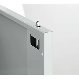 Schäfer Shop Select Stahlschrank, 2 OH, 2 höhenverstellbare Einlegeböden, Drehzylinderschloss, B 916 x T 422 x H 1000 mm, lichtgrau RAL 7035/lichtgrau RAL 7035