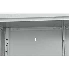 Schäfer Shop Select Stahlschrank, 2 OH, 2 höhenverstellbare Einlegeböden, Drehzylinderschloss, B 916 x T 422 x H 1000 mm, lichtgrau RAL 7035/lichtgrau RAL 7035