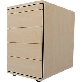 Schäfer Shop Select Standcontainer 13333, 1 Utensilienauszug, abschließbar, 4 Schübe, B 428 x T 800 x H 740 mm, Ahorn