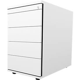 Schäfer Shop Select Standcontainer 13333, 1 Utensilienauszug, abschließbar, 4 Schübe, B 428 x T 800 x H 740 mm, weiß