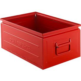 Schäfer Shop Select Stapelbox, 25 l, 120 kg, L 478 x B 307 x H 200 mm, Stahl, RAL 3000 (feuerrot)