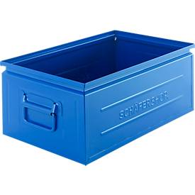 Schäfer Shop Select Stapelbox, 29,5 l, 50 kg, L 527 x B 308 x H 200 mm, Stahl, RAL 5015 (himmelblau)