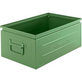 Schäfer Shop Select Stapelbox, 29,5 l, 50 kg, L 527 x B 308 x H 200 mm, Stahl, RAL 6011 (resadagrün)