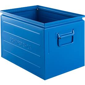 Schäfer Shop Select Stapelbox, 40 l, 150 kg, L 480 x B 308 x H 301 mm, Stahl, RAL 5015 (himmelblau)
