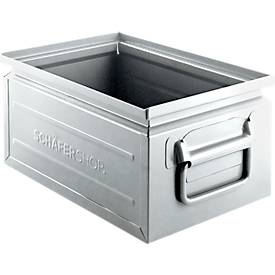 Schäfer Shop Select Stapelbox, 8,5 l, 60 kg, L 330 x B 209 x H 150 mm, Stahl, galvanisch verzinkt