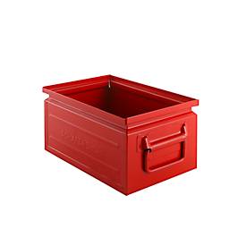 Schäfer Shop Select Stapelbox, 8,5 l, 60 kg, L 330 x B 209 x H 150 mm, Stahl, RAL 3000 (feuerrot)