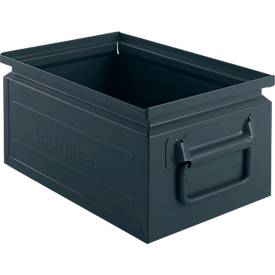 Schäfer Shop Select Stapelbox, 8,5 l, 60 kg, L 330 x B 209 x H 150 mm, Stahl, RAL 5008 (graublau)