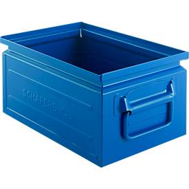 Schäfer Shop Select Stapelbox, 8,5 l, 60 kg, L 330 x B 209 x H 150 mm, Stahl, RAL 5015 (himmelblau)