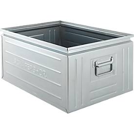 Schäfer Shop Select Stapelbox, 83 l, 250 kg, L 658 x B 459 x H 300 mm, Stahl, galvanisch verzinkt