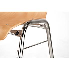 Schäfer Shop Select Stapelstuhl Grau, stapelbar bis 10 Stück, desinfektionsmittelbeständig, mit Stoffpolster, B 430 x T 410 x H 450 mm, Holz & Stahl