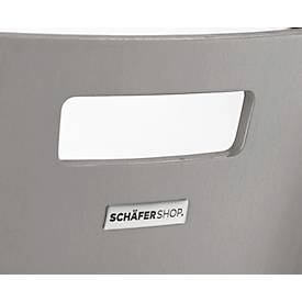 Schäfer Shop Select Stapelstuhl Grau, stapelbar bis 10 Stück, desinfektionsmittelbeständig, ohne Stoffpolster, B 430 x T 410 x H 450 mm, Holz & Stahl