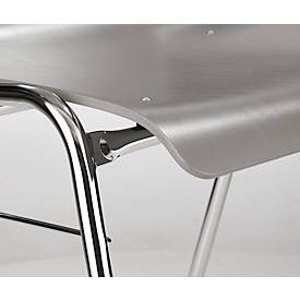 Schäfer Shop Select Stapelstuhl Grau, stapelbar bis 10 Stück, desinfektionsmittelbeständig, ohne Stoffpolster, B 430 x T 410 x H 450 mm, Holz & Stahl