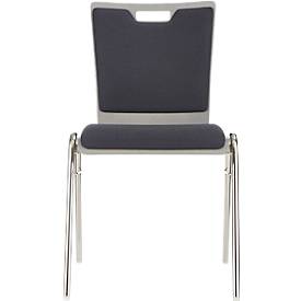 Schäfer Shop Select Stapelstuhl Grau, stapelbar bis 10 Stück, desinfektionsmittelbeständig, Sitz-/Rückenpolster, B 430 x T 410 x H 450 mm, Holz & Stahl
