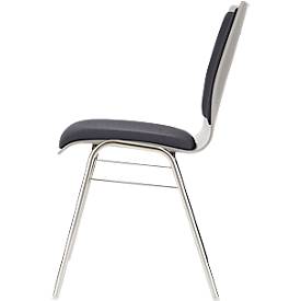 Schäfer Shop Select Stapelstuhl Grau, stapelbar bis 10 Stück, desinfektionsmittelbeständig, Sitz-/Rückenpolster, B 430 x T 410 x H 450 mm, Holz & Stahl