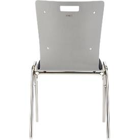 Schäfer Shop Select Stapelstuhl Grau, stapelbar bis 10 Stück, desinfektionsmittelbeständig, Sitz-/Rückenpolster, B 430 x T 410 x H 450 mm, Holz & Stahl