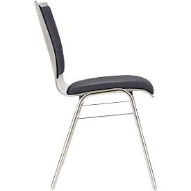 Schäfer Shop Select Stapelstuhl Grau, stapelbar bis 10 Stück, desinfektionsmittelbeständig, Sitz-/Rückenpolster, B 430 x T 410 x H 450 mm, Holz & Stahl