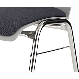 Schäfer Shop Select Stapelstuhl Grau, stapelbar bis 10 Stück, desinfektionsmittelbeständig, Sitz-/Rückenpolster, B 430 x T 410 x H 450 mm, Holz & Stahl