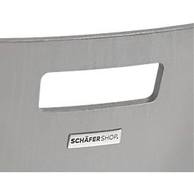 Schäfer Shop Select Stapelstuhl Grau, stapelbar bis 10 Stück, desinfektionsmittelbeständig, Sitz-/Rückenpolster, B 430 x T 410 x H 450 mm, Holz & Stahl