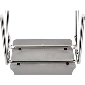 Schäfer Shop Select Stapelstuhl Grau, stapelbar bis 10 Stück, desinfektionsmittelbeständig, Sitz-/Rückenpolster, B 430 x T 410 x H 450 mm, Holz & Stahl