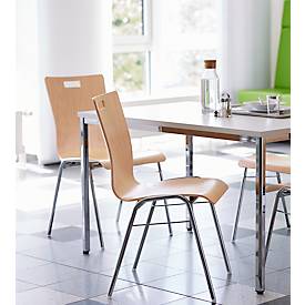 Schäfer Shop Select Stapelstuhl Natur, stapelbar bis 10 Stück, desinfektionsmittelbeständig, ohne Stoffpolster, B 430 x T 410 x H 450 mm, Holz & Stahl
