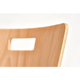 Schäfer Shop Select Stapelstuhl Natur, stapelbar bis 10 Stück, desinfektionsmittelbeständig, ohne Stoffpolster, B 430 x T 410 x H 450 mm, Holz & Stahl